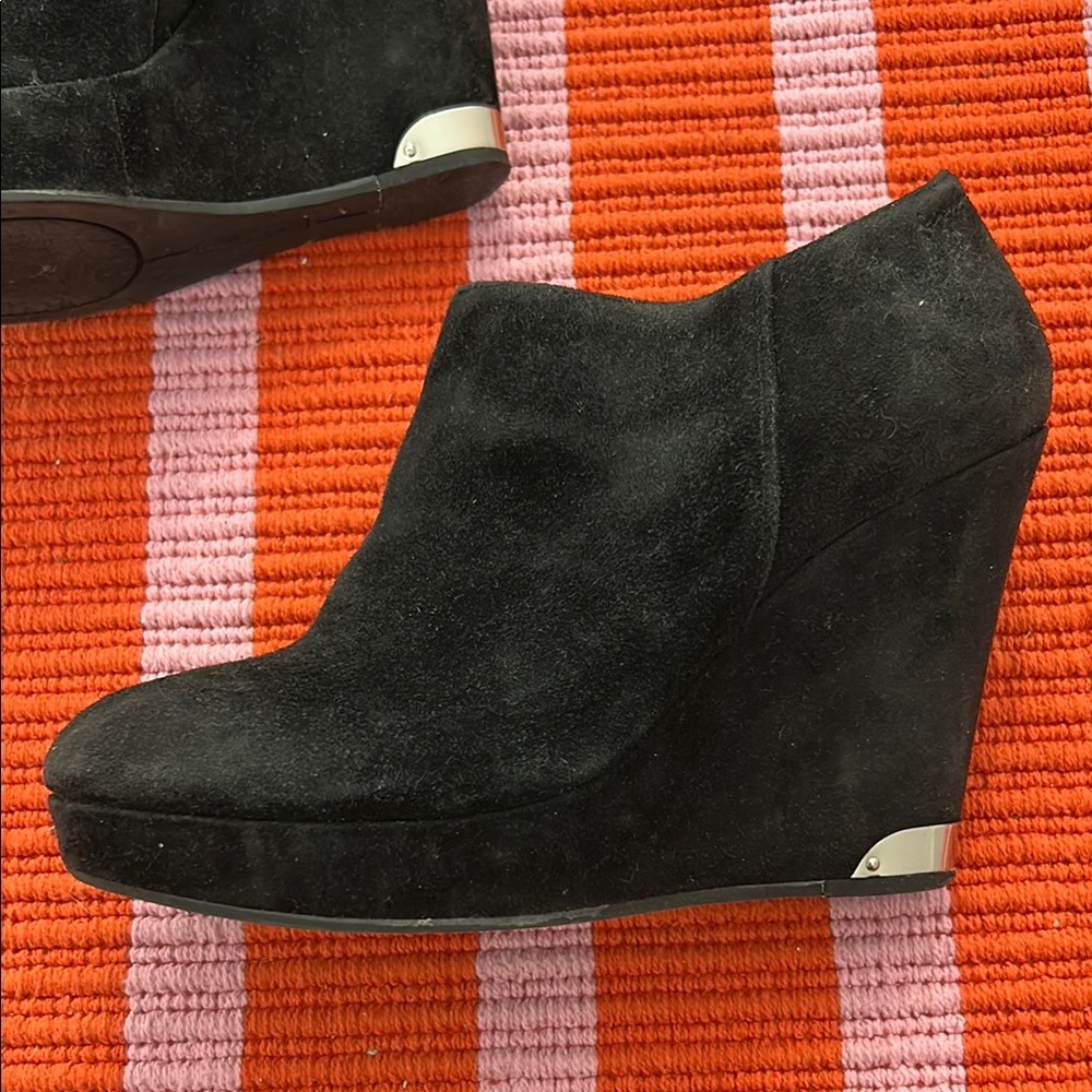 Vince Camuto Black Suede Wedge Ankle Boots